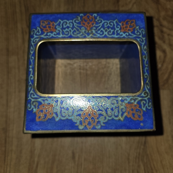 Vintage Blue Cloisonné Tissue Cover Box - Picture 3 of 7